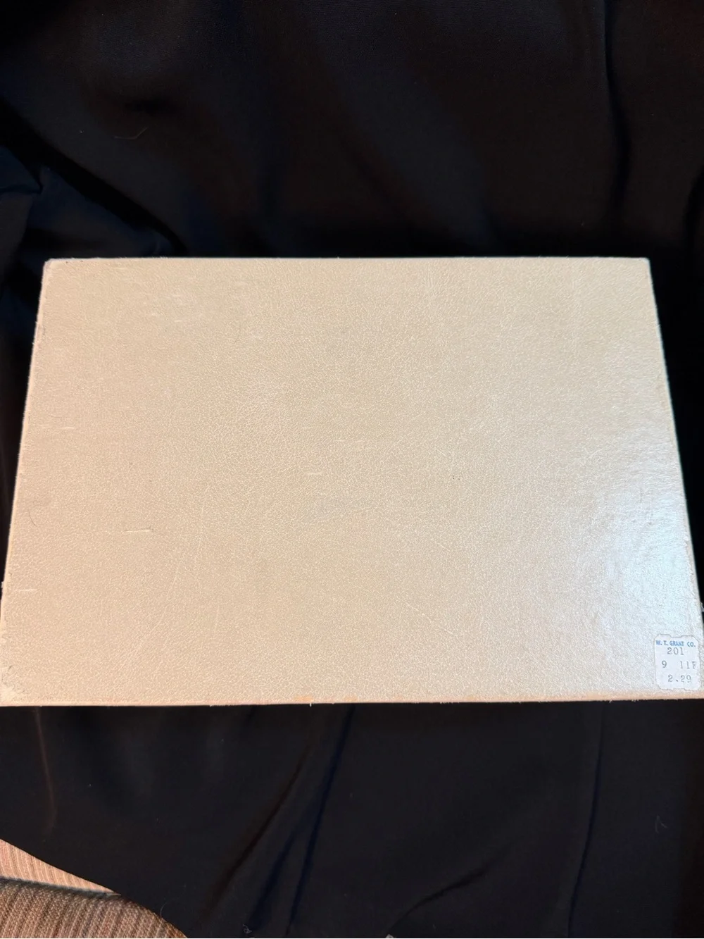 1950s Cream & Gold Jewelry Box. W.T. Grant Co. Working Lock & Key